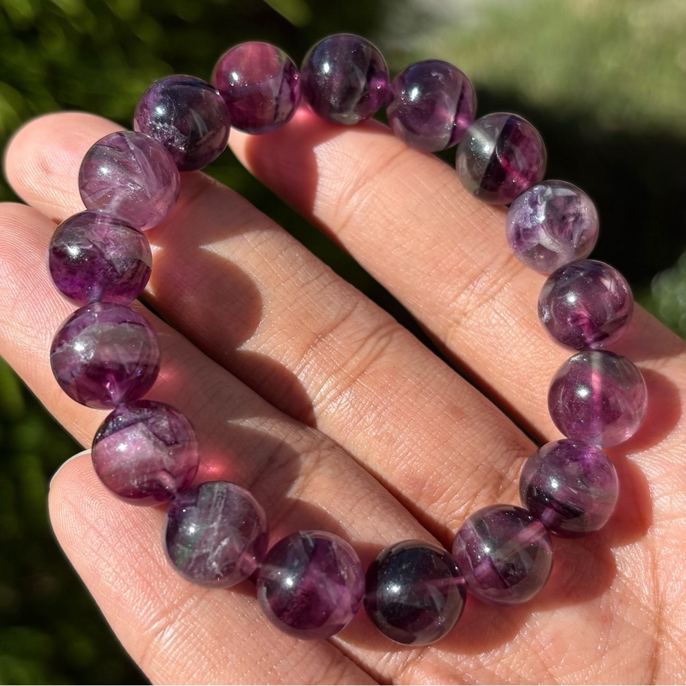 Watermelon Fluorite Crystal Bracelet 12mm